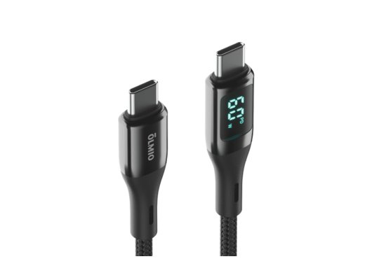 Кабель OLMIO GEEK Type-C-Type-C 60W USB2.0 1.2м тканевая оплетка дисплей (499618) Черный